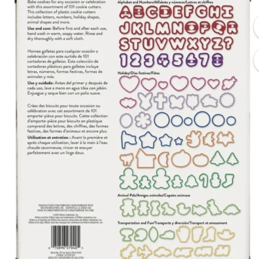 Plastic Baking Cookie Cutters, Wilton 101-Piece Set Alphabet, Numbers & Holiday - Picture 2 of 3